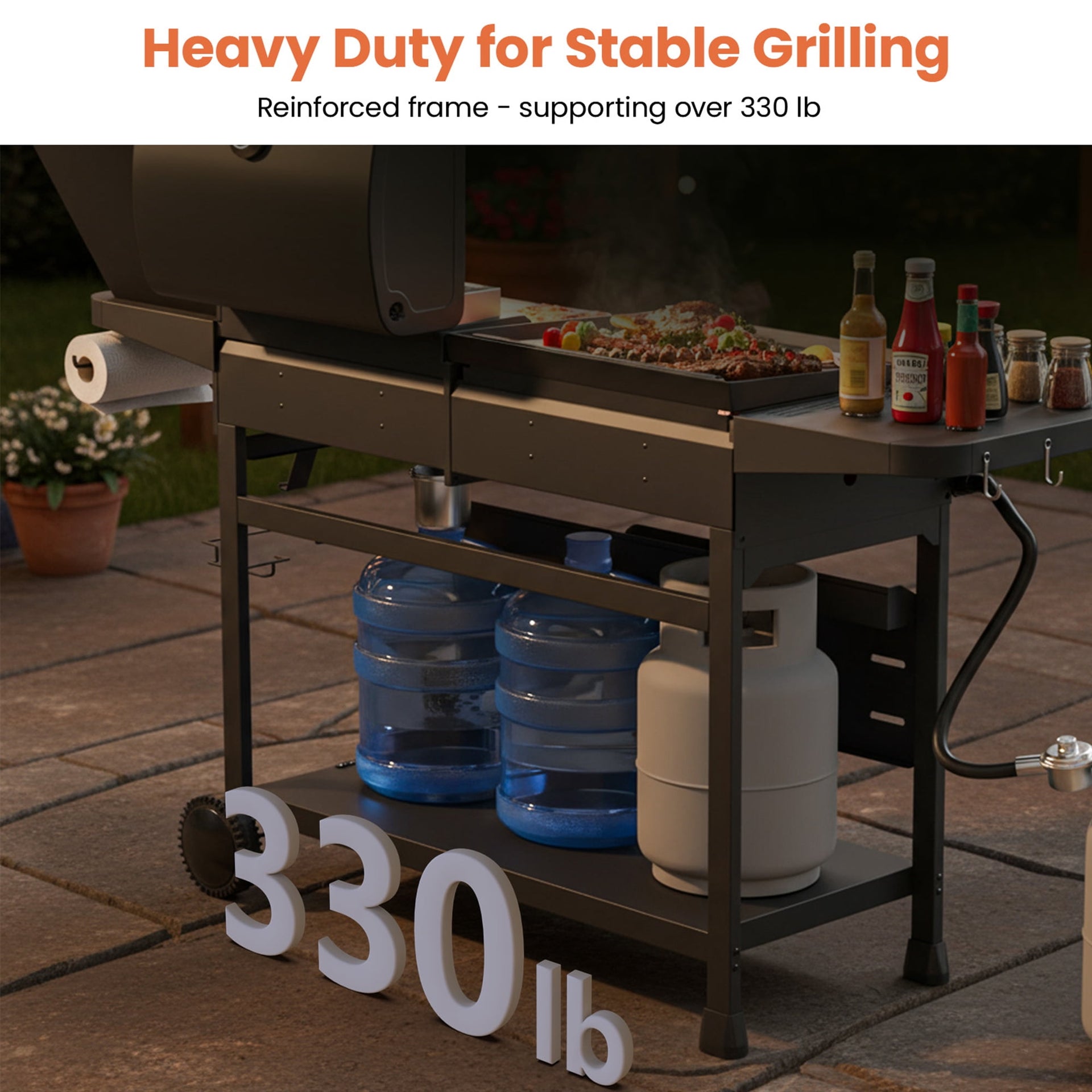 50,000 BTU Grill and Griddle Combo, 702 SQ.IN Cooking Space, Non-Stick Porcelain Enamel Grates, for Backyard BBQ, Outdoor Cooking